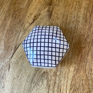 Vintage Rubel Portugal Porcelain Trinket Box White and Blue hand Painted.